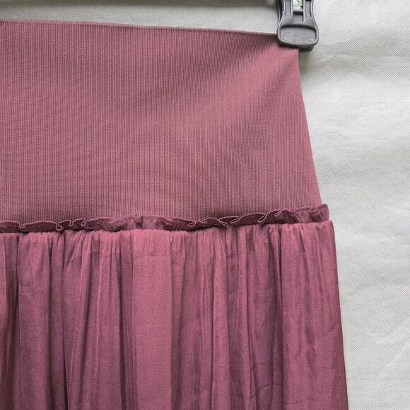 Anthropologie Size XS Burgundy Red Maxi Skirt Front Slit - Picture 3 of 6